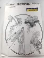 Butterick Sewing Pattern 3805 Making History Historical Hats UNCUT OS FF