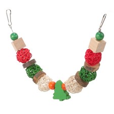 Wooden Hanging Bird Toy Durable Parakeet Chewing Toy Assorted Color Outdoor Use