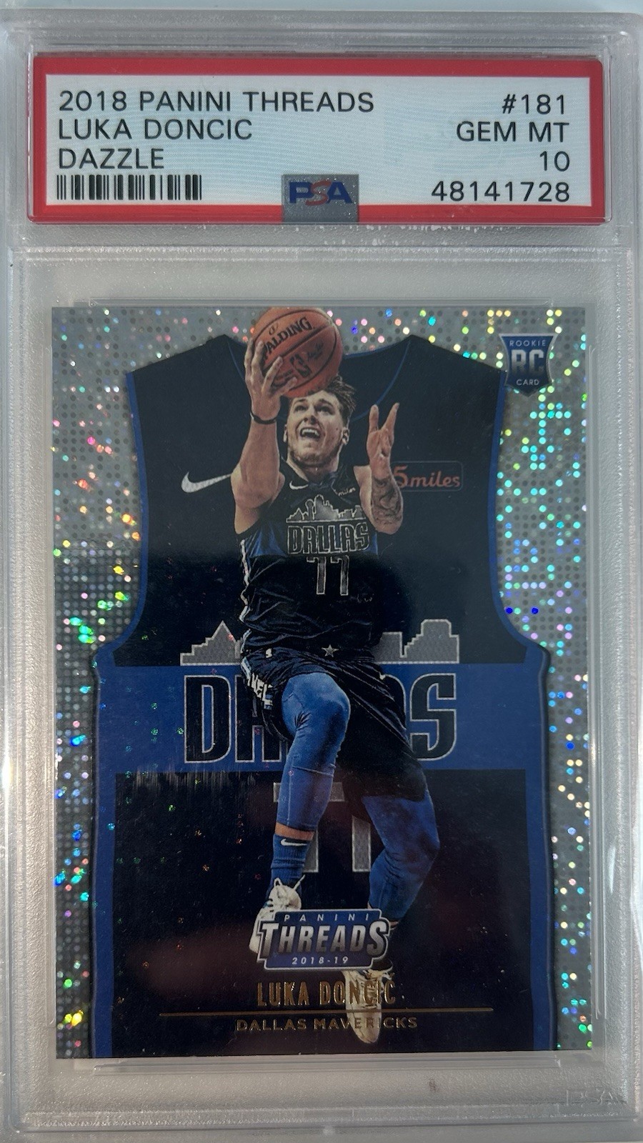 2018 Panini Threads Luka Doncic Dazzle Rookie PSA 10