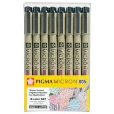Sakura Pigma Micron 005 8 Color Set Water Based Pigment Office Product