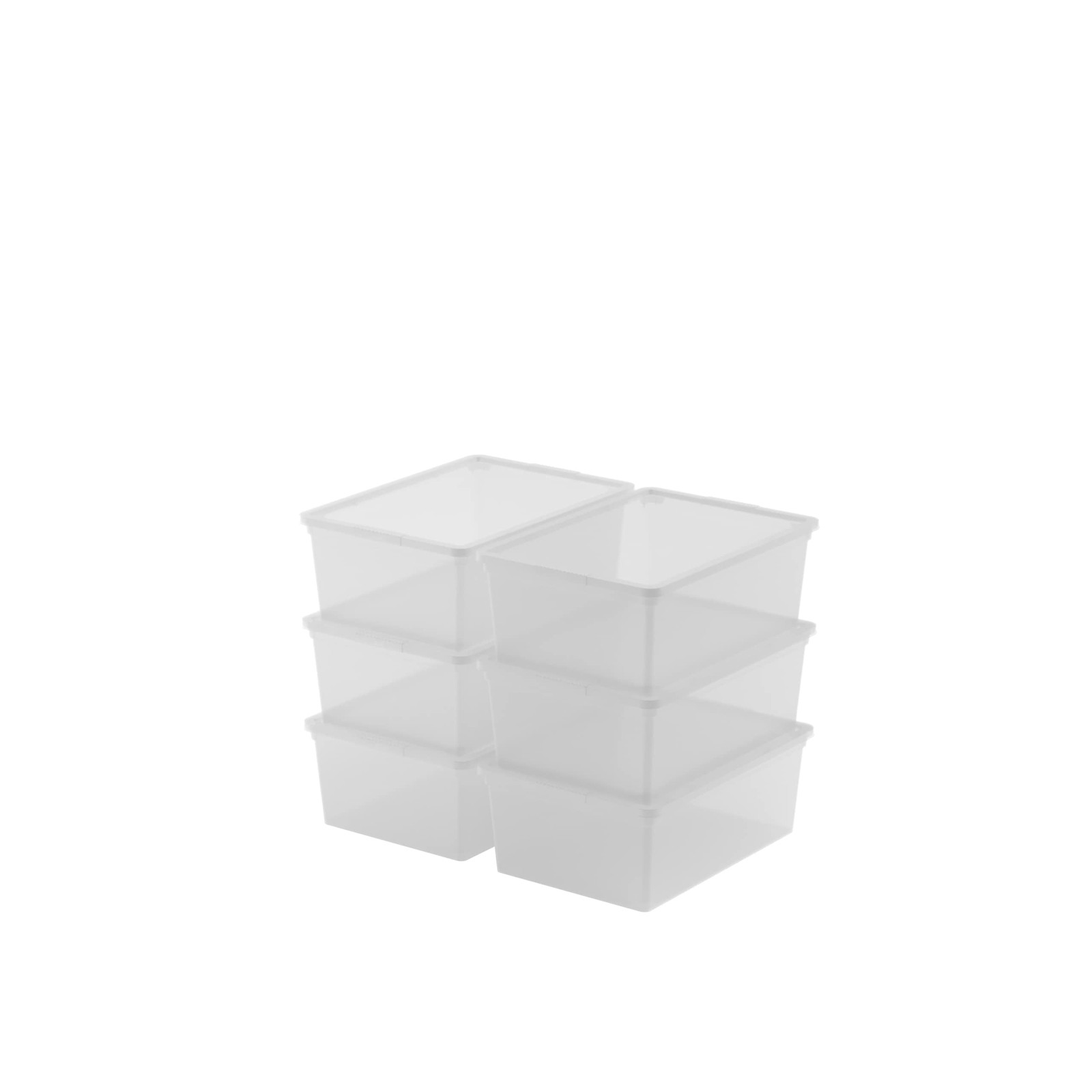 Keter Set di 6 Contenitori in Plastica con Coperchio C Box S, Trasparenti, SMeq