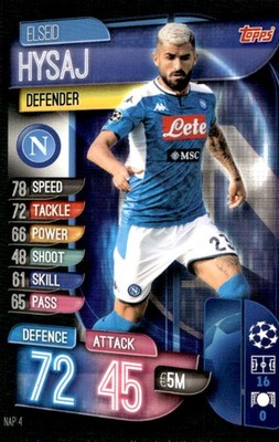 card match attax champions topps 2019/20 # NAP4 elseid hysaj SSC Napoli