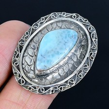 Gorgeous Republic Larimar Gemstone 925 Sterling Silver Jewelry Ring Size 7