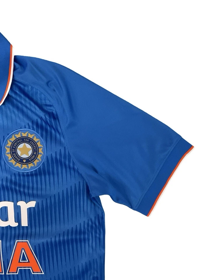 Camiseta Nike India Para Hombre Mediana Azul Cricket Polo Sahara Star 2011 Dri Fit Foto 4 de 4