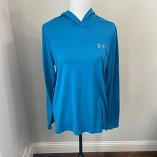 Under Armour HeatGear Women's Blue Running Hoodie Top Long Sleeve Size Medium
