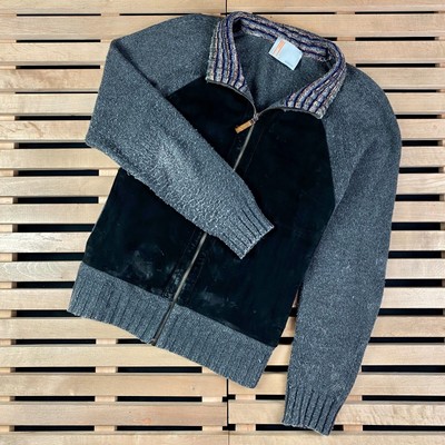 Mens Full Zip Sweater Missoni With leather Inserts Size M