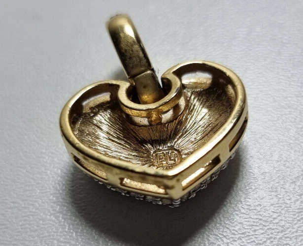 Großer Pierre Lang Anhänger für Halskette Herz vergoldet reicher Steinbesatz - Bild 4 von 4