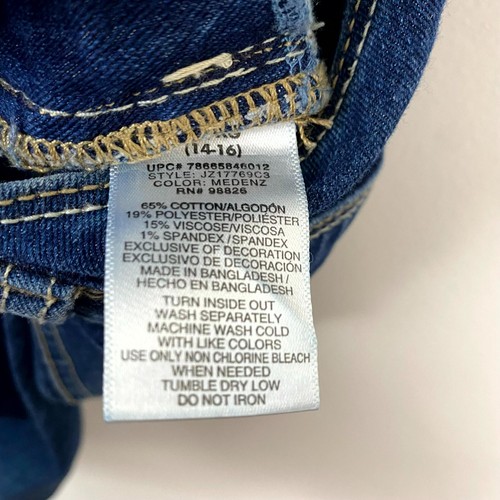 Jordache Girls' Denim Bib Overalls Youth XL Blue Jean Straight Leg Racerback - Picture 21 of 22