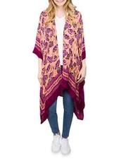 Time And Tru Women's Kimono Floral Layering Piece L/XL Peach Glaze