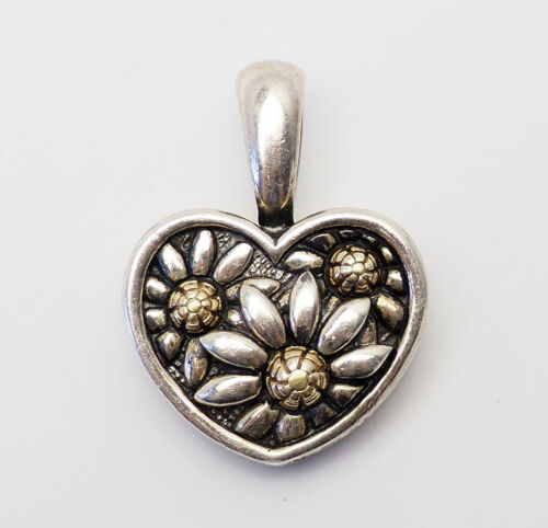 Ann King sterling silver 18k gold elements flower heart designer pendant - Picture 1 of 3