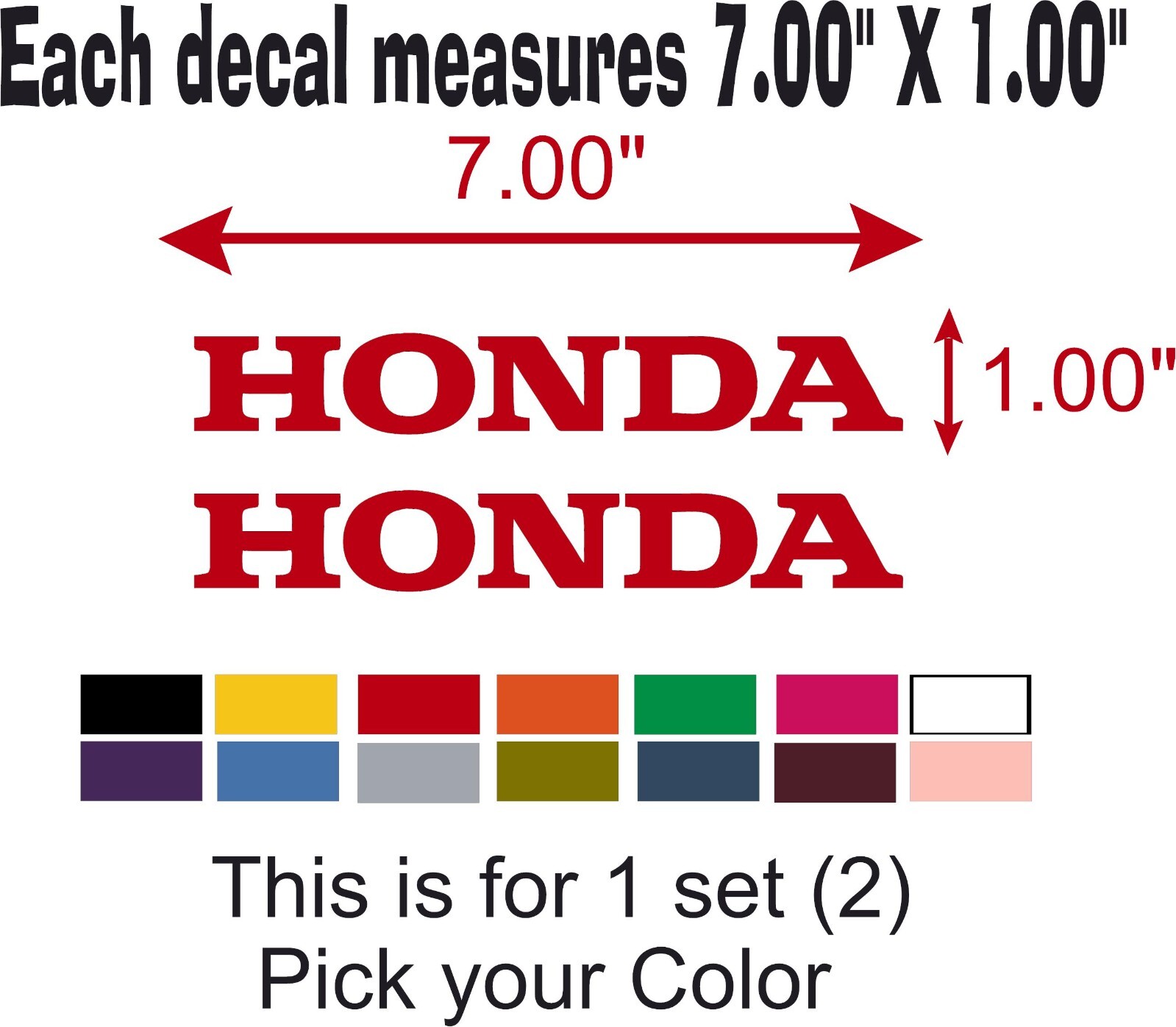 HONDA Lettering for motorcycle, ATV, Dirt Bike, Car vinyl decal ...
