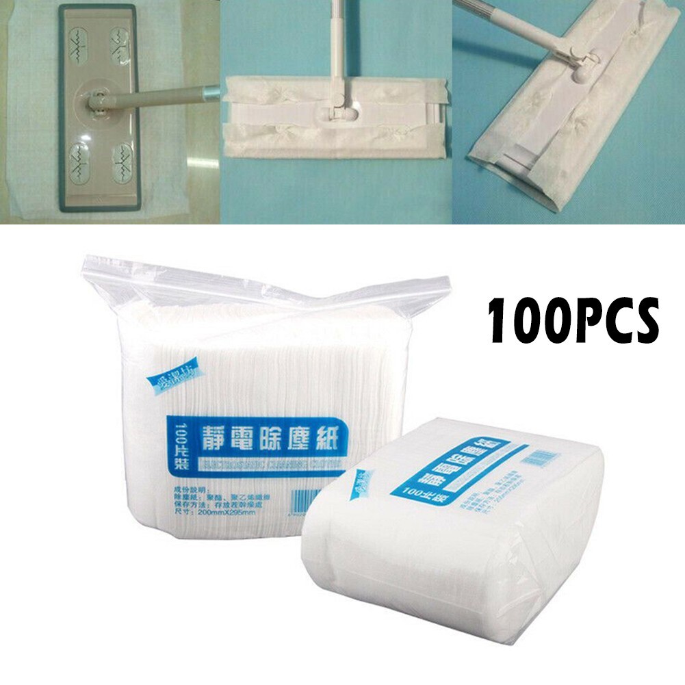 100x Disposable Electrostatic Dust Removal Mop Paper Home Cleaning