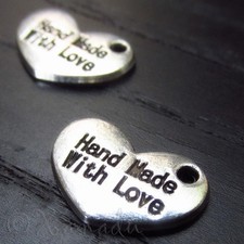 Handmade With Love Heart Wholesale Pendant Charm Tags C5340 - 10, 20 Or 50PCs