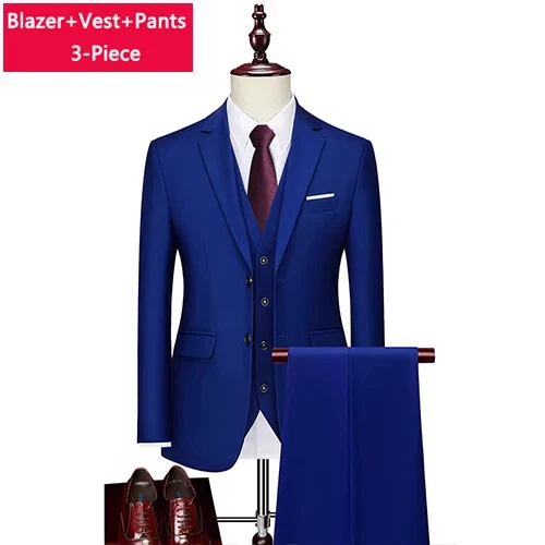 ( Sakko + Weste + Hose ) Boutique Herren Anzug 3-teiliges Set Bräutigam Brautkleid - Bild 20 von 52