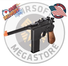 WELL MAUSER WW2 BROOMHANDLE C96 CO2 GAS AIRSOFT HAND GUN PISTOL w/ 6mm BB BBs