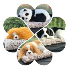 Carino cane peluche addormentato (grande), 100% pelliccia sintetica fatta a mano, per decorazione e regalo