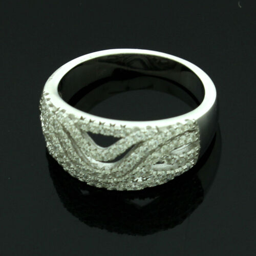 Sterling Silver Cubic Zirconia Micro Pave Set Ring Size O - Afbeelding 1 van 1
