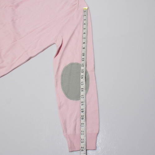 Maglione pullover Stenstroms nuovo senza etichette con toppe ai gomiti taglia large rosa 100% lana - Foto 5 di 8