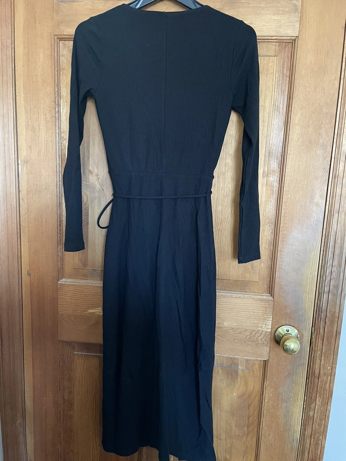 Gonna avvolgente REFORMATION JEANS neri CELINE a costine stretch lavorata a maglia abito LBD XS 0 2