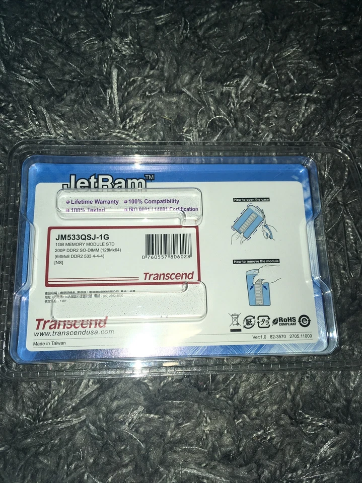 New Transcend JetRam 1GB DDR2 533 Premium Memory Chip JM533QSJ-1G - Image 3 of 4