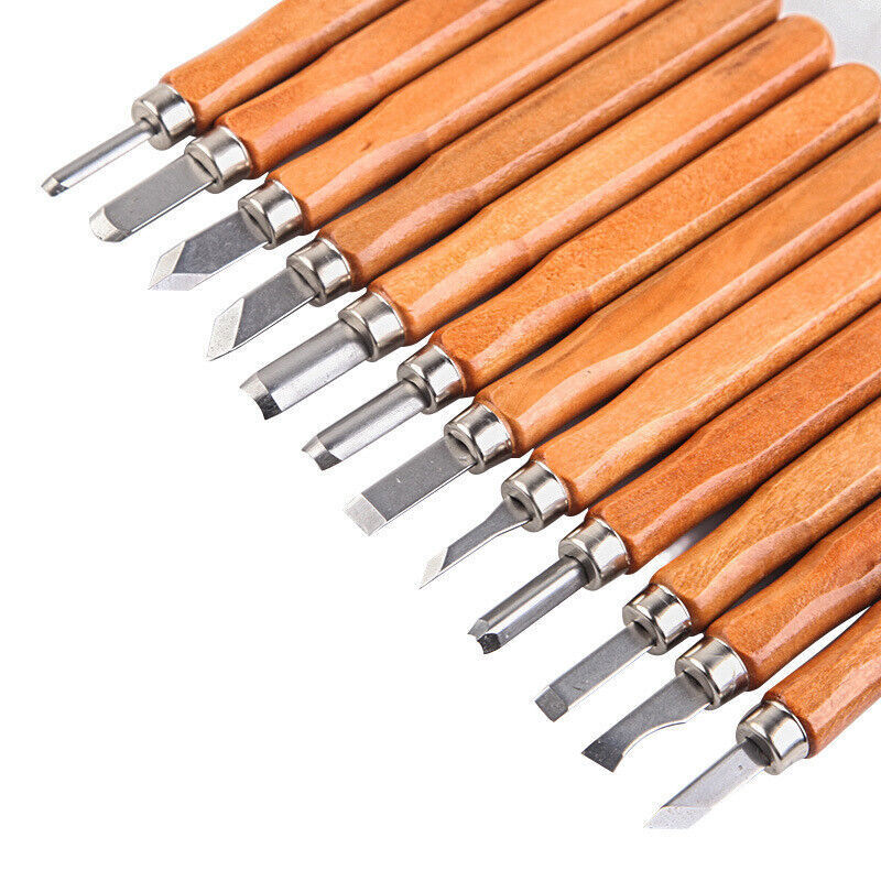 12Pcs Professional Wood Carving Hand Chisel Tool Set Woodworking Gouges ...