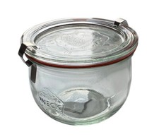 WECK Einmachglas Tulpenglas Sturzglas 580ml mit Deckel, Gummi und Klammern