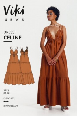 Vikisews Schnittmuster Celine Kleid Damen UK 4-22