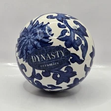 DYNASTY Ceramic Blue And White Floral Decorative Carpet Ball inspired Decor 4.5"