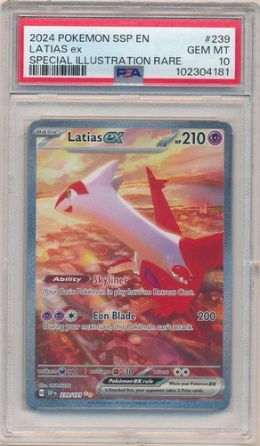 LATIAS EX 2024 POKEMON SURGING SPARKS #239 SPECIAL ILLUSTRATION RARE PSA 10 GEM
