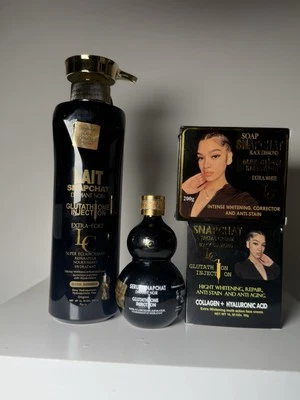 LABORATOIRE LUXE COSMETIC Lait Snapchat Diamant Noir Body Milk Lotion + Face Cream + Oil + Soap (4pcs Set)