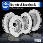 Front Rear Drilled Rotor Brake Pad for 2013-2022 Ford F-250 F-350 Super Duty 4WD