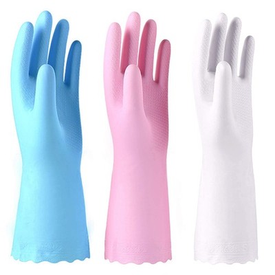 3er Pack Mehrweg Reinigungshandschuhe Latexfrei Spülhandschuhe mit Baumwollflock