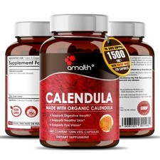 Organic Marigold Calendula Powder Eye Vision 1500mg Capsules - 120