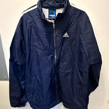 Vintage Adidas Team Windbreaker Jacket Mens XL Navy Blue Y2K 3-Stripe Full Zip