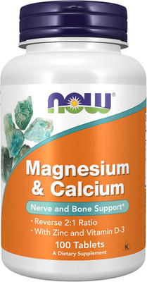NOW Supplements, Magnesium & Calcium, with Zinc and Vitamin D-3, Nerve and Bone