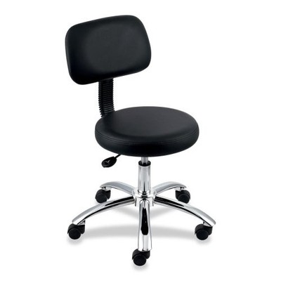 Lorell Round Stool With Back - 250 Lb Load Capacity - Black (LLR69511)