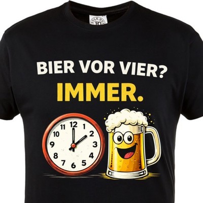 Bier vor Vier Immer T-Shirt Herren Lustig Bier Spruch Party Geschenk