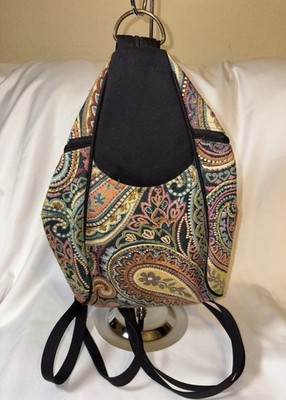 Danny K. Multicolor Paisley Backpack Adjustable Straps Pockets Gold Hardware