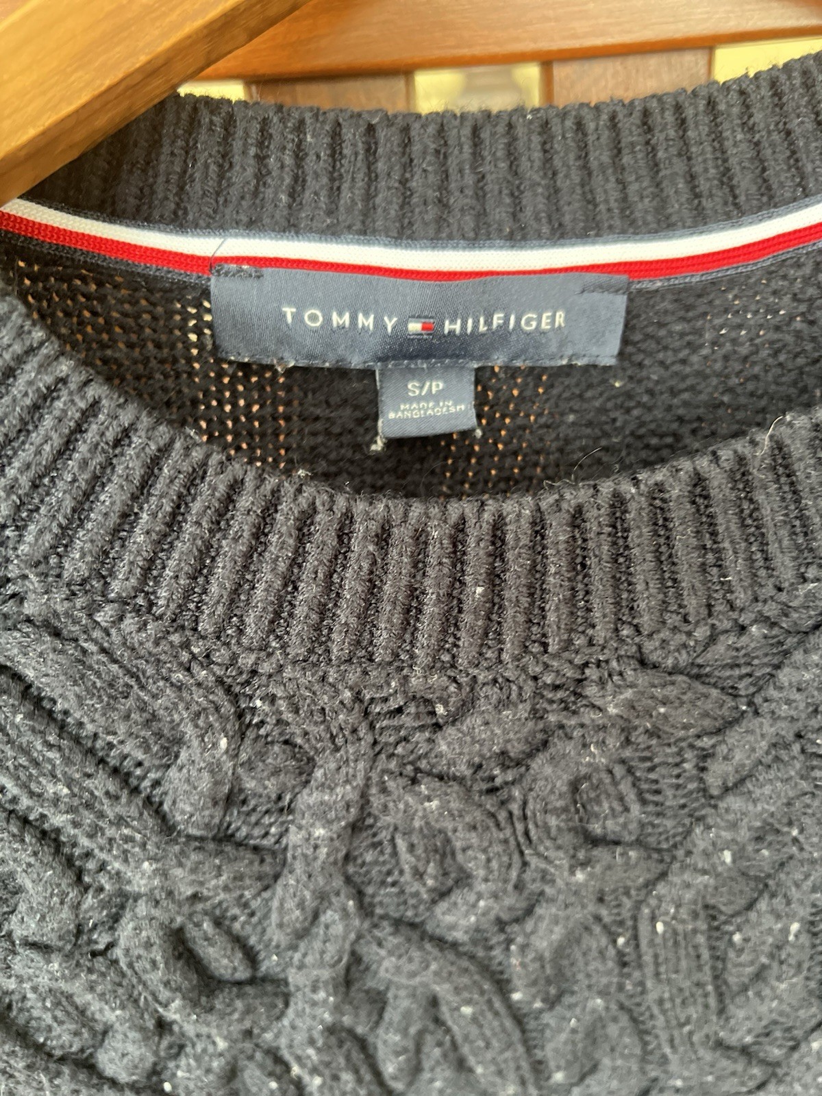 Tommy Hilfiger Cable Knit Pullover Sweater navy Crew Neck Long Sleeve Size S thumbnail 2