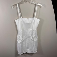 White Corset Mini Dress Women's XL Spaghetti Strap Faux Pocket Bodycon