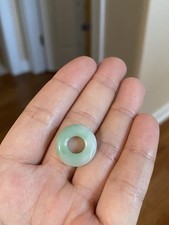Genuine 100 Natural Untreated Type A Icy Green Jadeite Circle Pendant 17mm