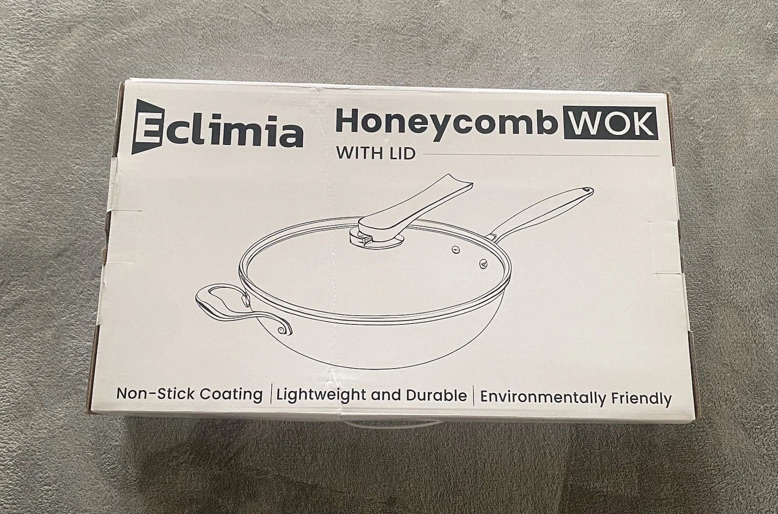 Eclimia Honeycomb Wok With Lid Nonstick Frying Pan Kitchen Cookware OB