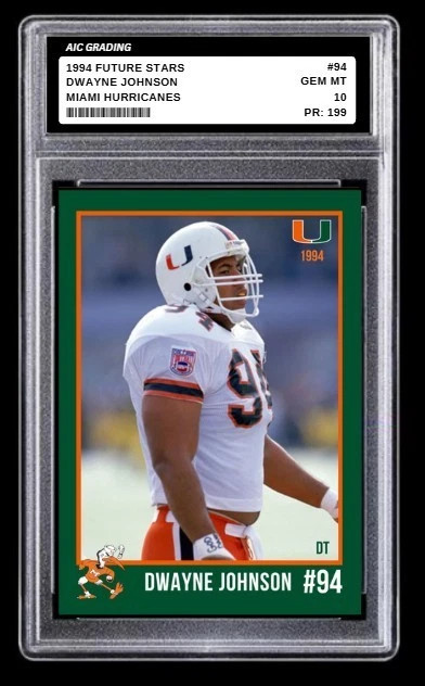 1994 Bumble Bee Dwayne "The Rock" Johnson College Football Rookie Card RC