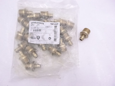25 Pack Uponor 1/2'' Pex x 3/4'' MNPT ProPex Lead Free Brass Male Adapters