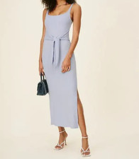 Reformation Hosby Ribbed Knit Dress Sky Blue Size XS