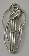 Vtg 1980s Carrick CJL 925 Sterling Silver Tulip Brooch Rennie Mackintosh Glasgow
