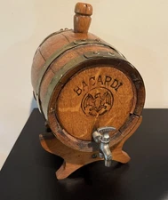 Vintage Bacardi Rum Barrel. W/ Stand.