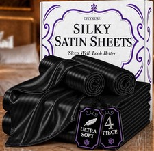 Satin Bed Sheets - 4 PCS Luxury Silky Queen Size Bedding Set - Softer Than Silk,