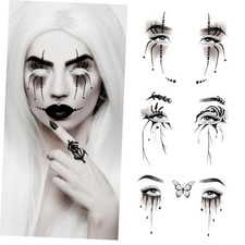 10 Pcs Horror Halloween Face Makeup Tattoos Stickers Clown Demon Ghost Vampire