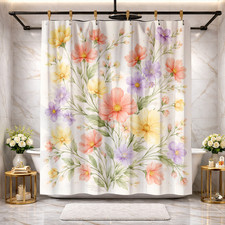 Pink Purple Flower Floral Shower Curtain 72x72 Polyester Bathroom